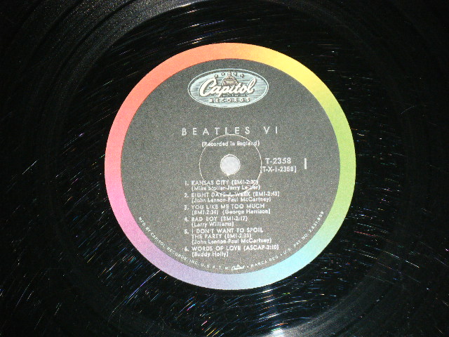 画像: The BEATLES - BEATLES VI ( Matrix #  T-1-2358- T6P  /  T-2-2358-P7 P )  ( VG+++/Ex Looks:Ex-) / 1965 US AMERICA "2nd Press Back Cover" " 1st Press BLACK with RAINBOW Label"  MONO Used LP 