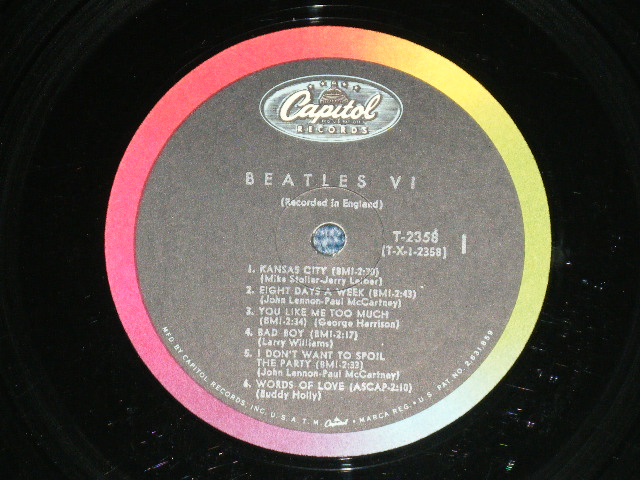 画像: The BEATLES - BEATLES VI ( Matrix #  T-1-2358- P 3G  /  T-2-2358-T4G)  ( VG/Ex) / 1965 US AMERICA "2nd Press Back Cover" " 1st Press BLACK with RAINBOW Label"  MONO Used LP 