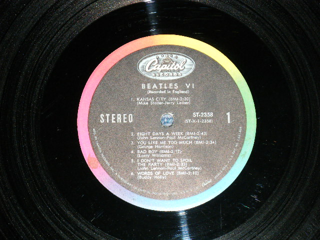 画像: The BEATLES - BEATLES VI ( Matrix # ST-1-2358- A-13 / ST-2-2358-B-12 )  ( Ex++/Ex+++ Looks:Ex++) / 1965 US AMERICA 1st Press 'See Label for correct Playing order' on Bcak Cover" "1st Press BLACK with RAINBOW Label" STEREO Used LP 