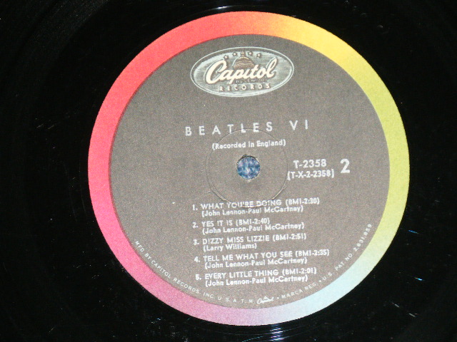 画像: The BEATLES - BEATLES VI ( Matrix #  T-1-2358- P 3G  /  T-2-2358-T4G)  ( VG/Ex) / 1965 US AMERICA "2nd Press Back Cover" " 1st Press BLACK with RAINBOW Label"  MONO Used LP 