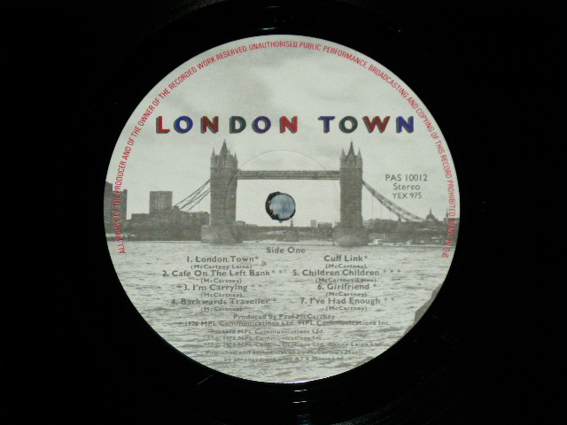 画像: WINGS( PAUL McCARTNEY of THE BEATLES)  - LONDON TOWN ( Matrix # 1/3 )  ( Ex++/MINT-)  / 1978  UK ENGLAND  ORIGINAL Used  LP