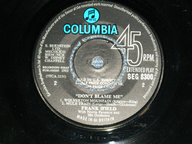 画像: FRANKIE IFIELD - DON'T BLAME ME  (Ex++/Ex+++)  / 1964 UK ENGLAND "BLUE Columbia Label" Used  7"EP With PICTURE  SLEEVE 