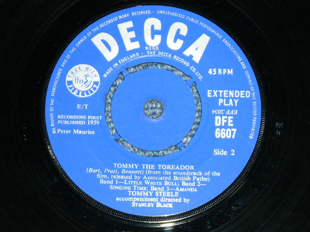 画像: TOMMY STEELE - TOMMY THE TOREADOR ( Ex+++/Ex+++)  / 1959 UK ENGLAND Used  7"EP With PICTURE  SLEEVE 