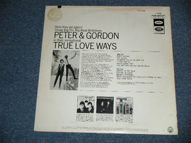 画像: PETER AND GORDON - TRUE LOVE WAYS ( Ex+++,Ex+/Ex++ Looks:Ex+ ) / 1965 US AMERICA ORIGINAL MONO Used LP 