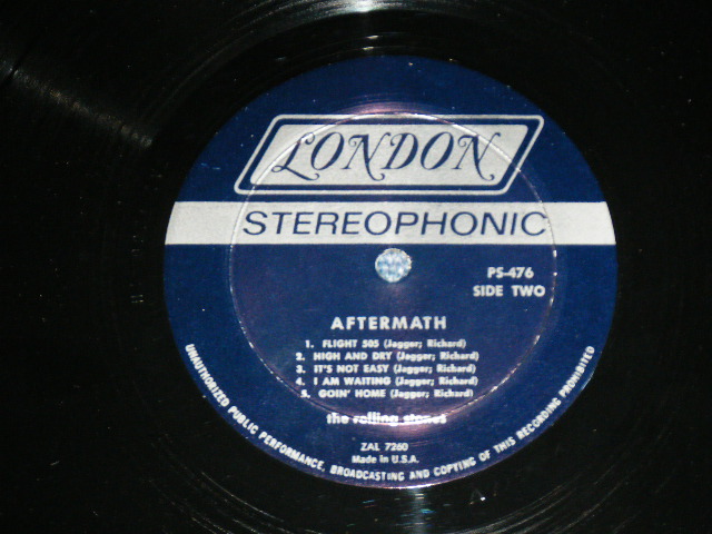 画像: ROLLING STONES - AFTERMATH ("STEREO PS-476" & "LONDON" Logo on Top Front Cover &  "CREDIT at BOTTOM Label" )   ( Matrix # ZAL 7259-1C △9250  / ZAL 7260- 1H△9250-x ) ( Ex/MINT- )  / 1966 US AMERICA ORIGINAL "BOXED LONDON BLUE Label" STEREO   Used LP 