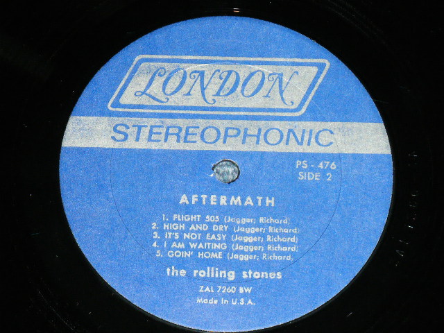 画像: ROLLING STONES - AFTERMATH ("STEREO  PS-476  & "LONDON" Logo on Bottom at Front Cover &  "No Credit at BOTTOM Label" )   ( Matrix # ZAL 7259-1A / ZAL 7260-1A) ( Ex++/Ex+++ Looks:MINT- )  / 1966 US AMERICA ORIGINAL "BOXED LONDON BLUE Label" STEREO   Used LP 