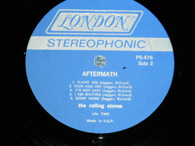 画像: ROLLING STONES - AFTERMATH ("STEREO PS-476" & "LONDON" Logo on Top Front Cover &  " NO CREDIT at BOTTOM Label" )   ( Matrix # ZAL 7259 WE REPL W △17225 / ZAL 7260 WE REPL W △17225-X ) ( Ex+/MINT-  )  / 1973? Eartly 70's   US AMERICA  Used LP 