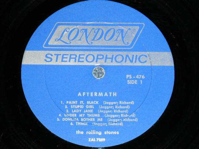 画像: ROLLING STONES - AFTERMATH ("STEREO  PS-476  & "LONDON" Logo on Bottom at Front Cover &  "No Credit at BOTTOM Label" )   ( Matrix # ZAL 7259-1A / ZAL 7260-1A) ( Ex+/Ex++ )  / 1966 US AMERICA ORIGINAL "BOXED LONDON BLUE Label" STEREO   Used LP 