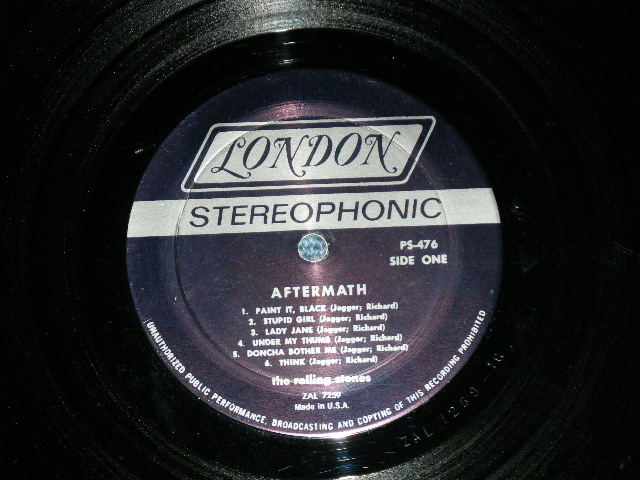 画像: ROLLING STONES - AFTERMATH ("STEREO  PS-476  & "LONDON" Logo on Bottom at Front Cover &  "CREDIT at BOTTOM Label" )   ( Matrix # ZAL 7259-1G △9250  / ZAL 7260- 1H△9250-x ) ( Ex++/Ex++ A-2:Ex- )  / 1966 US AMERICA ORIGINAL "BOXED LONDON BLUE Label" STEREO   Used LP 