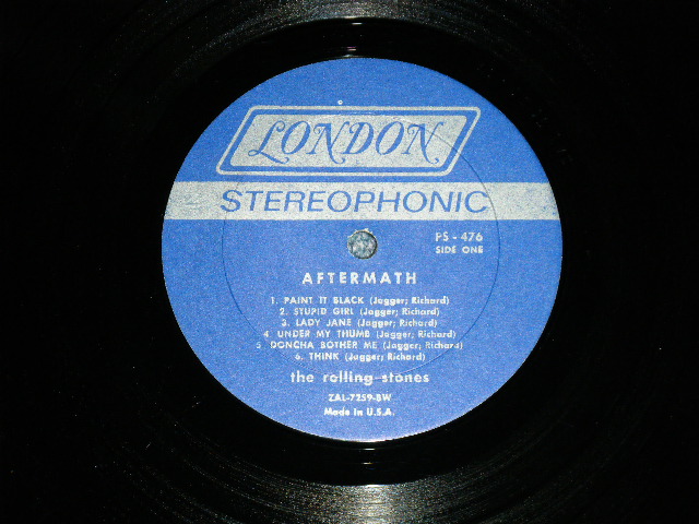 画像: ROLLING STONES - AFTERMATH ("STEREO  PS-476  & "LONDON" Logo on Bottom at Front Cover &  "No Credit at BOTTOM Label" )   ( Matrix # ZAL 7259-1A / ZAL 7260-1A) ( Ex-/Ex++ Looks:Ex : WOBC )  / 1966 US AMERICA ORIGINAL "BOXED LONDON BLUE Label" STEREO   Used LP 