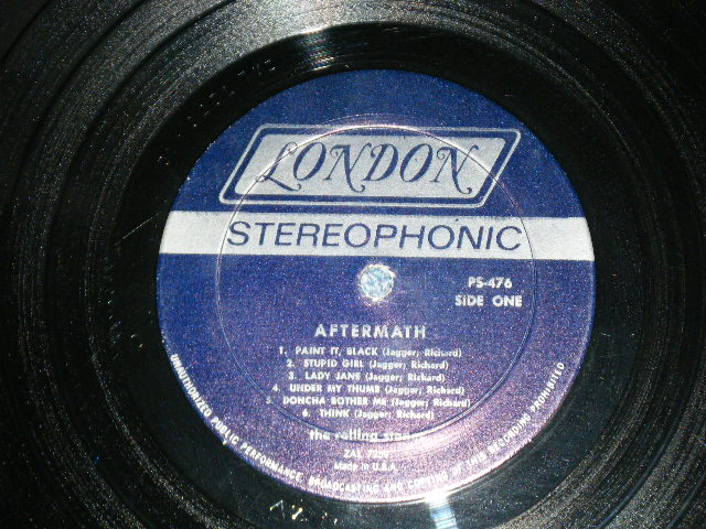 画像: ROLLING STONES - AFTERMATH ("STEREO  PS-476  & "LONDON" Logo on Bottom at Front Cover &  "CREDIT at BOTTOM Label" )   ( Matrix # ZAL 7259-1G △9250  / ZAL 7260- 1H△9250-x ) ( VG+++/Ex++ Looks:Ex+ )  / 1966 US AMERICA ORIGINAL "BOXED LONDON BLUE Label" STEREO   Used LP 