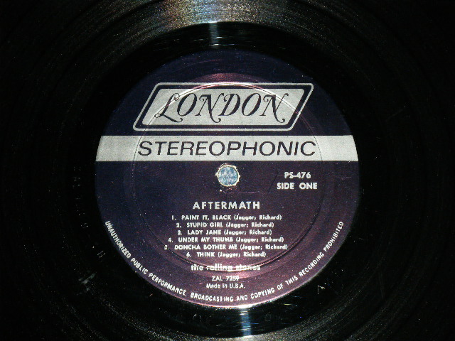 画像: ROLLING STONES - AFTERMATH ("STEREO  PS-476  & "LONDON" Logo on Bottom at Front Cover &  "CREDIT at BOTTOM Label" )   ( Matrix # ZAL 7259-1H △9250  / ZAL 7260- 1H△9250-x ) ( Ex++/Ex++ Looks:Ex+ )  / 1966 US AMERICA ORIGINAL "BOXED LONDON BLUE Label" STEREO   Used LP 