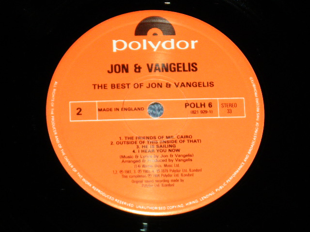 画像: JON and VANGELIS -THE BEST OF   ( Ex+++/MINT- ) / 1984 UK ENGLAND  ORIGINAL Used LP 