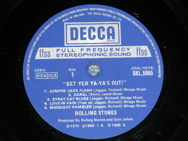 画像: ROLLING STONES - GET YER YA-YA'S OUT ( Matrix # ３W/1W ) ( Ex+++/MINT- ) / 1970 UK ENGLAND ORIGINAL "1st Press Label"  Used LP 