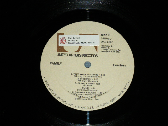 画像: FAMILY - FEARLESS  (Ex/Ex++ Looks:Ex+ ) / 1971 US AMERICA ORIGINAL Used  LP 