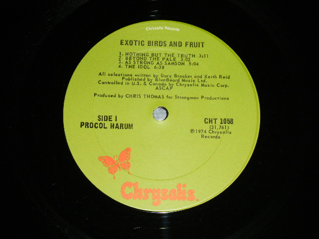 画像: PROCOL HARUM - EXOTIC BIRDS AND FRUIT ( Ex+/Ex+++  BB ) / 1974 US AMERICA  ORIGINAL 1st Press "GREEN Label" "BB Hole For PROMO" Used LP