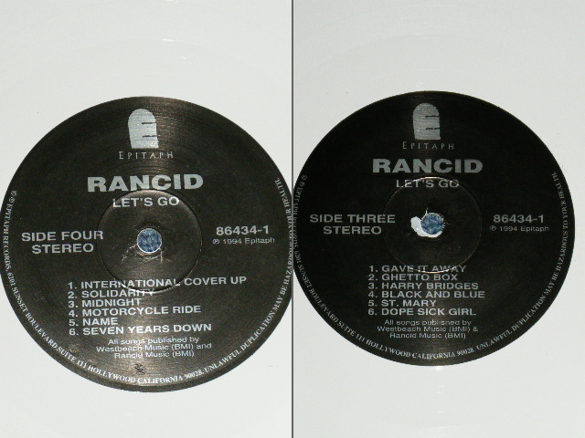 画像: RANCID - LET'S GO  ( Ex+/Ex+++)  / 1994 UK ENGLAND ORIGINAL Limited  "WHITE WAX Vinyl" Used Double 2 x 12" LP 