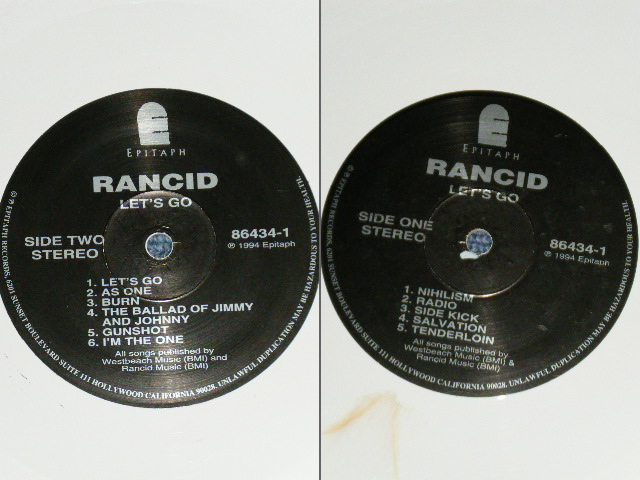 画像: RANCID - LET'S GO  ( Ex+/Ex+++)  / 1994 UK ENGLAND ORIGINAL Limited  "WHITE WAX Vinyl" Used Double 2 x 12" LP 