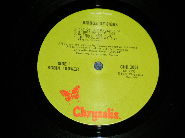 画像: ROBIN TROWER  - BRIDGE OF SIGHS ( Ex++,Ex+/Ex+++ )  / 1974 US AMERICA ORIGINAL "GREEN LABEL" Used  LP