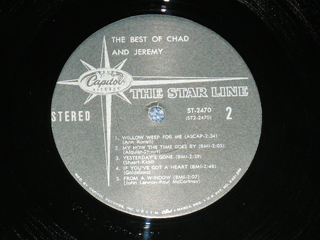 画像: CHAD & JEREMY - THE BEST OF  ( Ex++/Ex+++ ) / 1960's US AMERICA 2nd press "BLACK with SILVER Print Label"  Used LP 