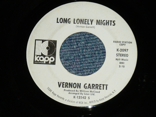 画像: VERNON GARRETT - LITTLE BLACK WOMAN : LONG LONELY NIGHTS  : NORTHERN SOUL ( Ex/Ex) / 1960's  US AMERICA ORIGINAL "WHITE LABEL PROMO"  Used  45rpm 7" Single  