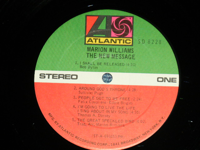 画像: MARION WILLIAMS - THE NEW MESSAGE (with Junior Mance,Eric Gale,Gary Illingworth,Richard Tee,Chuck Rainy,Jerry Jemmott,Ray Lucas,Bernard Purdie,Sweet Inspirations)  ( MINT-/Ex+++ : EDSP )  / 1969 US AMERICA ORIGINAL Used LP 