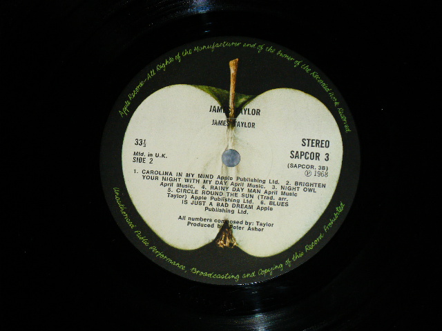 画像: JAMES TAYLOR -  JAMES TAYLOR : 1st Press "ORANGE TITLE Credit" on Front Cover  (Matrix # A-1/B-1 ) ( Ex++/Ex+++ -) / 1968 UK ENGLAND ORIGINAL 1st Press  Used  LP