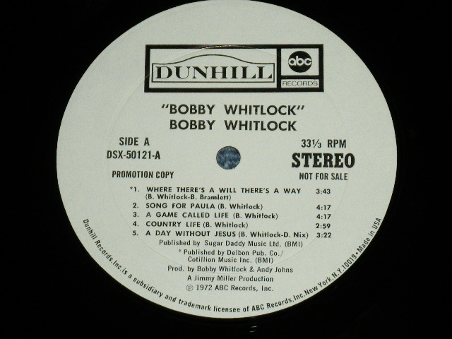 画像: BOBBY WHITLOCK - BOBBY WHITLOCK ( Ex+/MINT-)  / 1972 US AMERICA  ORIGINAL White Label PROMO" Used LP  