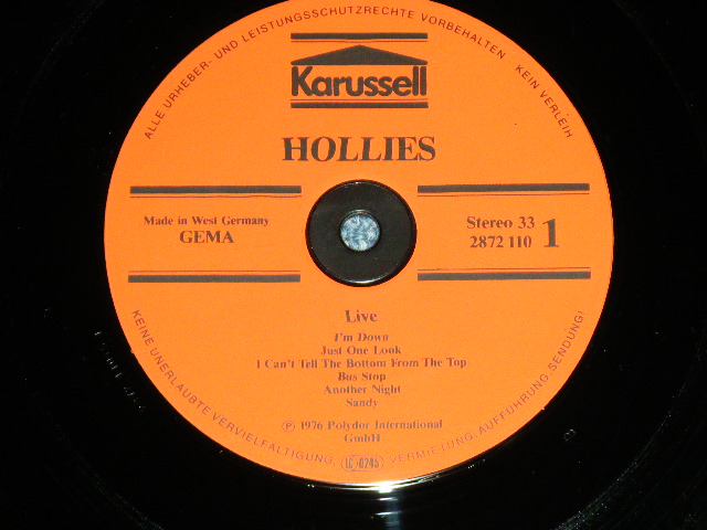 画像: THE HOLLIES - LIVE  ( Ex++/MINT- )  / 1976 WEST-GERMANY GERMAN  ORIGINAL Used   LP 