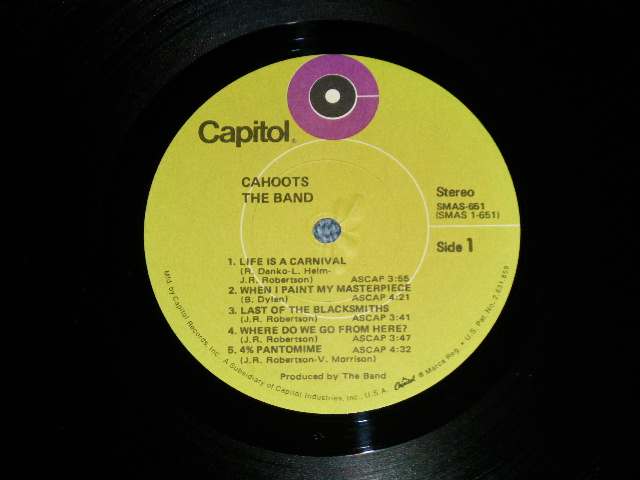 画像: THE BAND - CAHOOTS( Matrix # A)SMAS-1-651-Z21  B)SMAS-2-651-Z-14 B )"Capitol Records Pressing Plant Press in Los Angeles in CA"( Ex++/Ex+++ b-1,2 Ex++ ) / 1970 US AMERICA ORIGINAL 1st Press "LIME GREEN with Purple Color 'C' on TOP LABEL" Used LP 