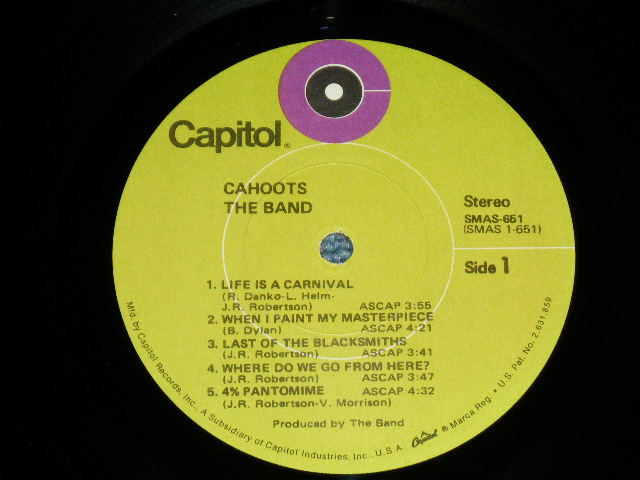 画像: THE BAND - CAHOOTS( Matrix # A)SMAS-1-651-Z21 / SMAS-2-651-Z-14 B )( Ex+++/MINT-) / 1970 US AMERICA ORIGINAL 1st Press "LIME GREEN with Purple Color 'C' on TOP LABEL" Used LP 