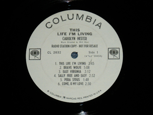 画像: CAROLYN HESTER  -  THIS LIPS I'M LIVING (Produced by JOHN HAMMOND ) ( Ex++/Ex+++ Looks:Ex)   / 1963  US AMERICAN  ORIGINAL "WHITE LABEL PROMO" MONO Used LP 