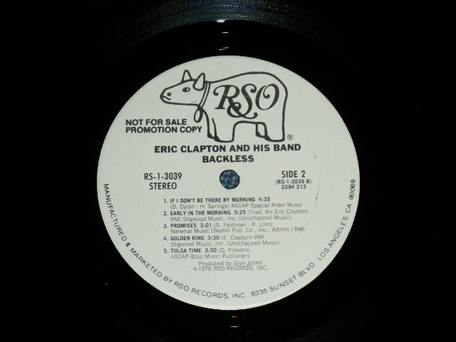 画像: ERIC CLAPTON -  BACKLESS   ( Ex+/MINT- Looks:Ex++)  / 1978 US AMERICA   ORIGINAL "WHITELABEL PROMO"  Used LP 