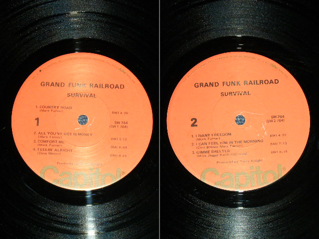 画像: GFR GRAND FUNK RAILROAD - SURVIVAL ( With 3 PIN-UPs )( Matrix #  1-764-F 9 / -2-764-F 5) ( Ex+++/Ex+++, Looks:MINT- : EDSP ) / 1971 US AMERICA ORIGINAL  3rd Press "ORANGE Label"  Used LP 