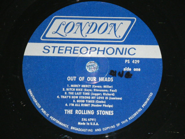 画像: ROLLING STONES - OUT OF OUR HEADS ( Matrix #A)ZAL-6791-2 B)ZAL-6792-5)(VG+++/Ex Looks:Ex)  /  1965 US AMERICA  ORIGINAL "DARK BLUE LABEL with Boxed LONDON Label" STERE Used LP