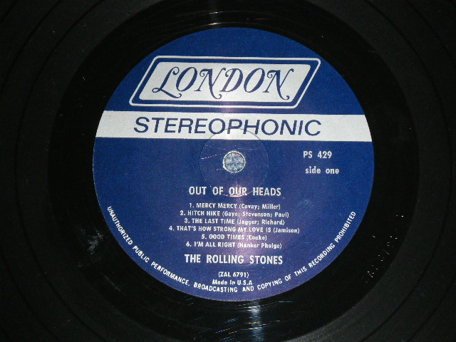 画像: ROLLING STONES - OUT OF OUR HEADS( Matrix # ZAL-6791-1/ZAL-6792-4 )( Ex-/Ex++)  /  1965 US AMERICA  ORIGINAL "NON-CREDIT at TOP Front cvr" "BLUE LABEL with Boxed LONDON Label" STEREO  Used LP