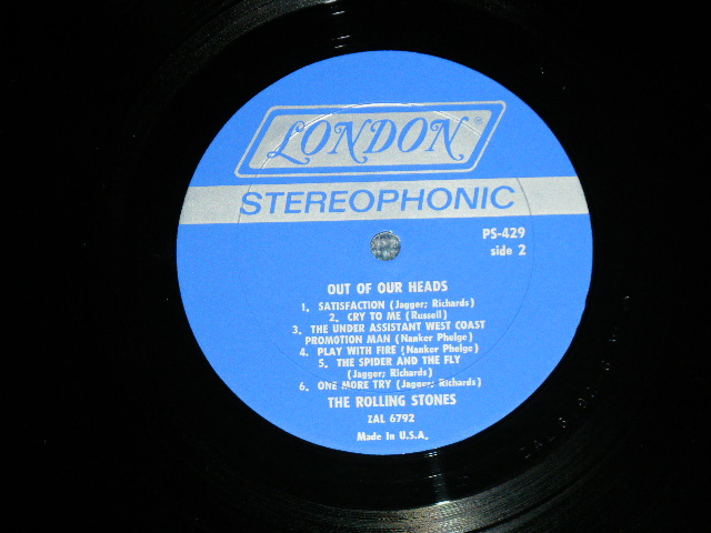 画像: ROLLING STONES - OUT OF OUR HEADS( Matrix # ZAL-6791-3 △8221/ZAL-6792-6 △8221-x )( MINT-/MINT- : EDSP : BB )  /  1965 (Maybe 1970 Version)  US AMERICA    "CREDIT at TOP Front cvr" "BLUE LABEL with Boxed LONDON Label" STEREO  Used LP