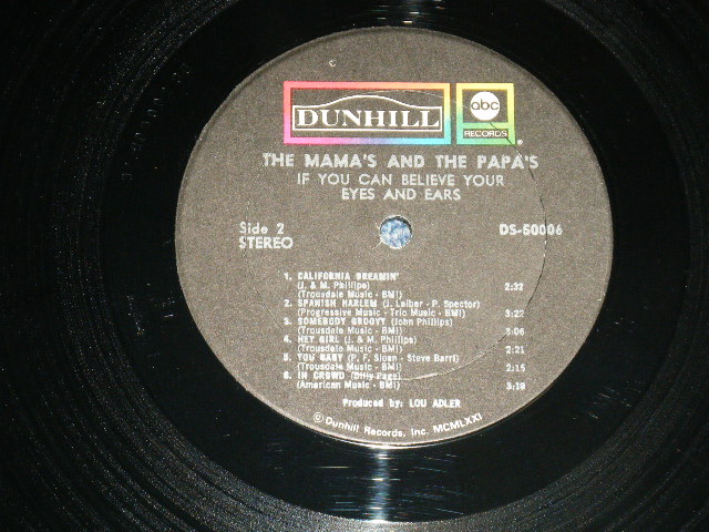 画像: The MAMAS & The PAPAS - IF YOU CAN BELIEVE YOUR EYES AND EARS (Matrix# DS-50006A-1C-R  Bellsound/DS-60006B-1C-R  Bellsound) ( Ex++/Ex+++ Looks:Ex,Ex++ ) / 1966 US AMERICA   ORIGINAL "4th Press Cover"  "STEREO" Used  LP 