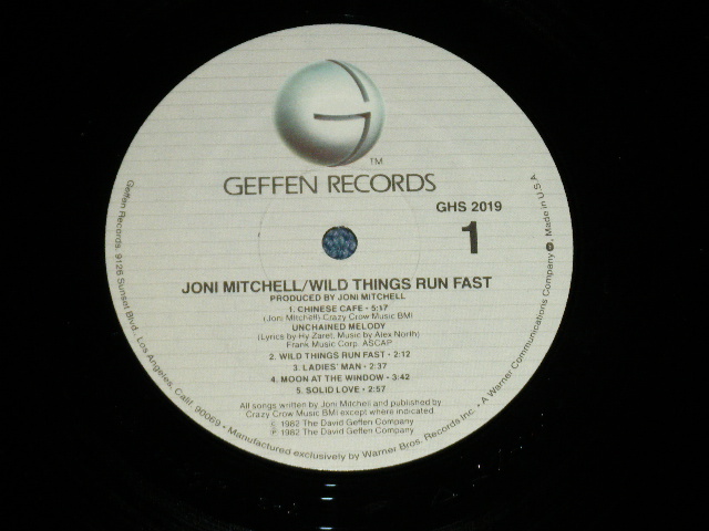 画像: JONI MITCHELL  - WILD THINGS RUN FAST ( Matrix #  GHS-1-2019-SH2 △2755 0-1 SM3-2 Kdisc JG /  GHS-1-2019-SH2 △2755-x Kdisc JG ) (Ex+/Ex+ Looks:Ex++, Ex++ )   / 1982 US AMERICA ORIGINAL  Used LP 