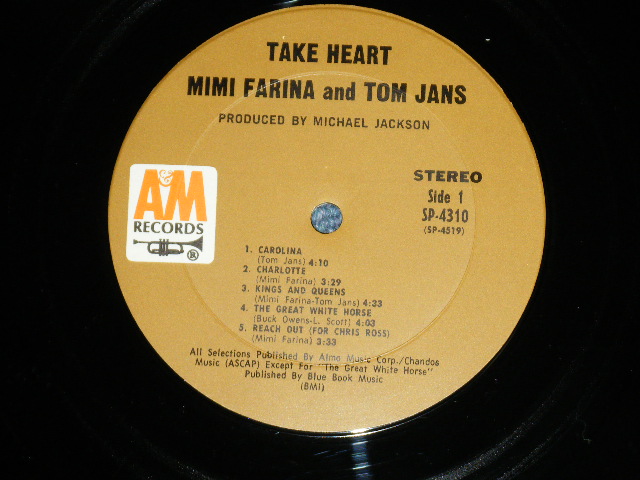 画像: MIMI FARINA & TOM JANS - TAKE HEART( Ex++/Ex+++)  / 1971  US AMERICAN  ORIGINAL Used LP 