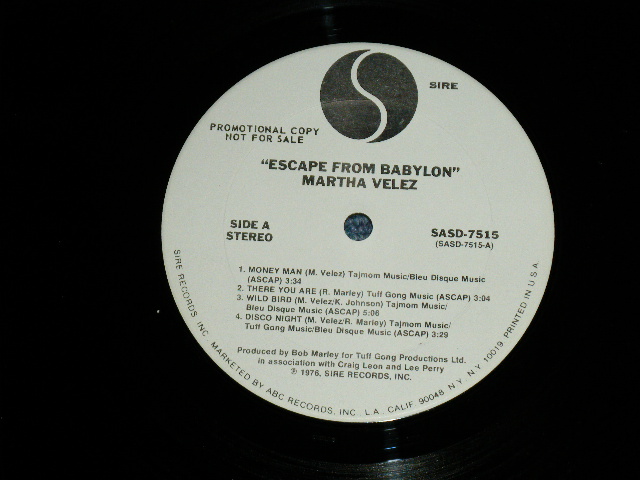 画像: MARTHA VELEZ - ESCAPE FROM BABYLON : Produced by BOB MARLEY ( Ex++/MINT- : EDSP, Cutout for PROMO ) / 1976 US AMERICA ORIGINAL "WHITE LABEL PROMO" Used LP 