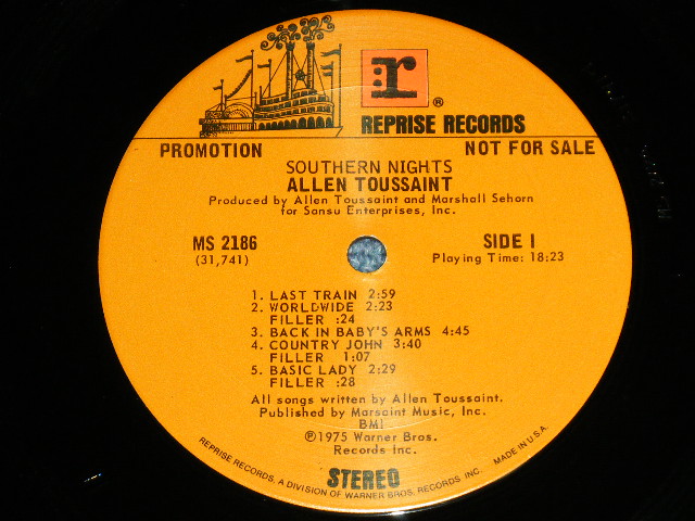 画像: ALLEN TOUSSAINT - SOUTHERN NIGHTS ( Matrix # MS-2186 31741-1 1A TML-M / MS-2186 31742-1   TML-M 1B ) (( Ex+/EX+++ Looks:Ex+ )  / 1978 US AMERICA ORIGINAL "PROMO" Used  LP