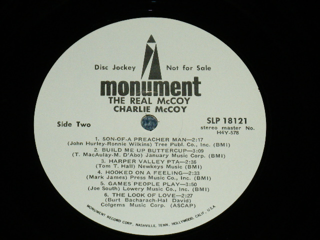 画像: CHARLIE McCOY - THE REAL McCOY ( Ex+/Ex+++ A-1,2:Ex )  /  1969 US AMERICA ORIGINAL "WHITE LABEL PROMO" Used LP 