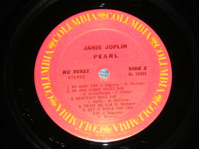 画像: JANIS JOPLIN -  PEARL ( Matrix # 2-J/2-G )  ( VG+++/Ex++ Looks:Ex- )  / 1971  US AMERICA  ORIGINAL Used LP 