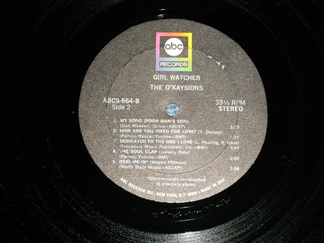 画像: The O'KAYSIONS - A) GIRL WATCHER   B) DEAL ME IN (Ex++/Ex++)  / 1968 US AMERICA ORIGINAL Used 7" Single