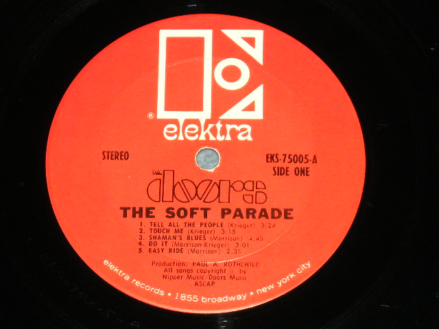 画像: THE DOORS - THE SOFT PARADE ( Matrix # A-2 CTH  / B-2 CTH )  ( Ex+/Ex+++ Looks Ex++) (With UN-GLOSSY ORIGINAL INNER SLEEVE ) / 1968 US Original "1st Press  RED  Label with Large Stylized  E on TOP" "1855 CREDIT at Bottom Label" Used STEREO LP 