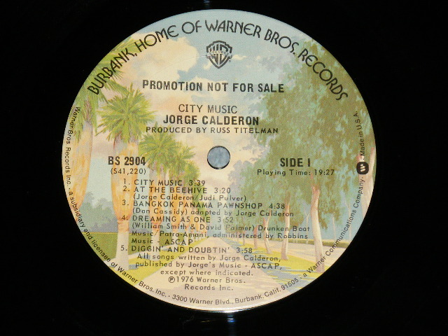 画像: JORGE CALDERON - CITY MUSIC  ( Matrix # BS-2904  41220-1B-RE-1/BS-2904  41221-1A-RE-1 )( Ex+++/MINT- ) / 1974  US AMERICA ORIGINAL "PROMO SEAL" "BURBANK STREET Label" Used LP