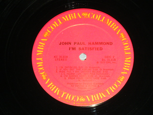 画像: JOHN PAUL HAMMOND - I'M A SATISFIED (VG+++, Ex/MINT-)  / 1972 US AMERICA ORIGINAL "PROMO" Used LP 