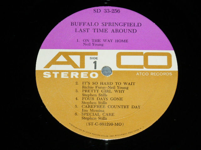 画像: BUFFALO SPRINGFIELD -  LAST TIME AROUND ( Matrix # A)ST-C-68299-BB D2 MR △12022 /B) ST-C-68300-AA D2 MR △12022 -x ) ( Ex++/Ex+++ Looks:Ex++)  / 1968 US AMERICA ORIGINAL 1st Press "PURPLE & GRAY Label" STEREO  Used LP 