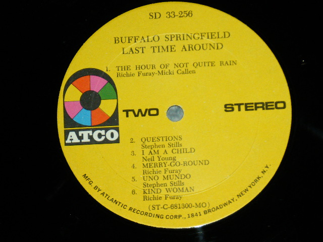 画像: BUFFALO SPRINGFIELD -  LAST TIME AROUND ( MATRIX # A)ST-C-68299-BB D-2 MR △12022/ B) ST-C-68300-BB  MR △12022 -x (1) D 1) ( Ex++/Ex+++ )  / 1968 US AMERICA 1969 Version 2nd Press "YELLOW Label" "1841 BROADWAY Label" STEREO Used LP